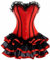 Kelvry Damen Spitze Korsage Korsett Top Corsagekleid Corsage Mini Rock Rot