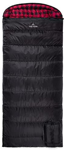 TETON Erwachsene Schlafsack Celsius -18˚C / 0˚F Flannel-gefütterter, Schwarz, XXL, 101R