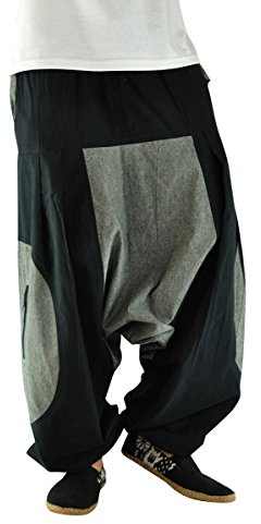 virblatt - Haremshose Herren & Haremshose Damen | Baumwolle | Aladinhose Goa Hose Hippie Hose Pumphose Pluderhose Yoga