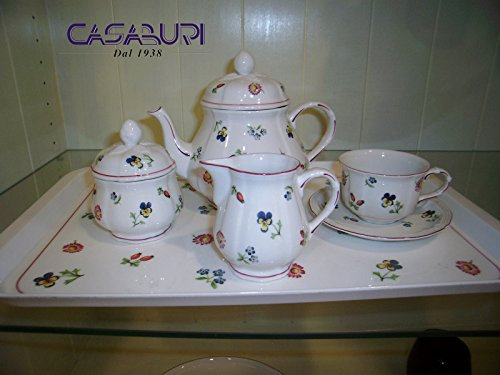 Villeroy Boch Petite Fleur 10 Stück The (6 Tassen Teekanne - Zuckerdose - Cremiera + Melanina Tablett)