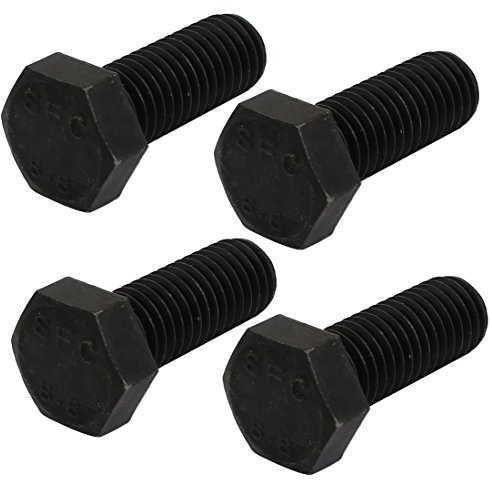 sourcing map 4 Stück 8.8 Grad M12x30mm Vollgewinde Linksgewinde Sechskantschraube Schwarz DE de