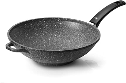 Olympia Wok 32 cm Fonte d'aluminium Anti-adhésif renforcé avec minéraux – Hard Cook