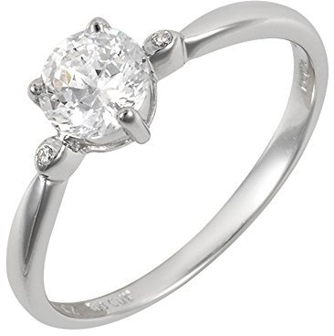 Ivy Gems 9ct White Gold Clear Cubic Zirconia Solitaire Ring - Size P