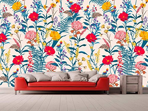 Oedim Vliestapete Fototapete Vinyl und Wand Muster Frühling Zeichnung | für Wände | Aufkleber | Wandbild | Fototapete Tapeten | mehrere Maße | Deko Kantinen, Salons, Zimmer. 100x70cm