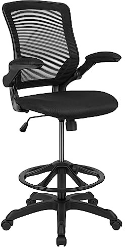 Flash Furniture Kale Mid-Back Swivel Office Chair with Adjustable Foot Ring, Lumbar Support, and Seat Height, Ergonomic Mesh Executive Chair, Black