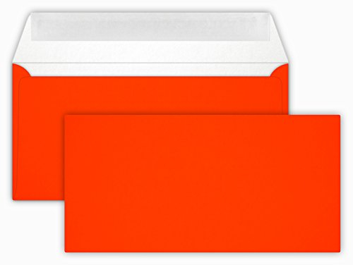 100 / Briefumschläge/NEON Red/Rot/Din lang / 11 x 22 cm/mit Haftstreifen/Grammatur 100 g/m²