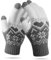 VENI MASEE Winter Touchscreen Handschuhe Schnee Blume Druck halten warm für Frauen und Männer - Damen Liebegrau,20cm
