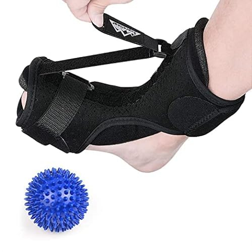 supregear Plantarfasziitis Nachtschiene, Verstellbare Plantarfasziitis Klammer mit Stacheligem Massageball, Atmungsaktive Plantarfasziitis Unterstützung bei Plattfüßen Fersen Knöchel