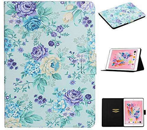 Aswant Étui iPad 10,2 Pouces 2019 / Air 3 / Pro 10,5 Pouces - Housse en Cuir PU Avec Fonction Veille/Réveil Auto pour iPad 7e Génération, Air 3, Pro 10,5 - Fleur Mauve