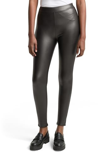 TOM TAILOR Denim Damen Leggings in Fake-Leder-Optik 14482 - Deep Black XXL