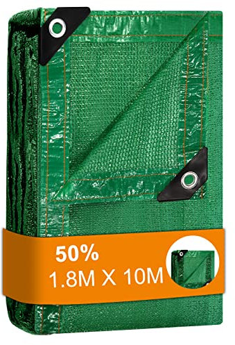 BeGrit Garten Schattierungsnetz 1,8m x 10m Gewächshaus Schattiernetz Sonnensegel 50% Schattennetz mit Ösen Pflanze Sonnenschutz Grün Sonnenschutznetz für Gemüsegarten Blumen Scheune Außen Hof Dach