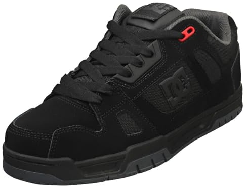 DC Shoes Stag, Zapatillas Hombre, Black/Grey/Red, 42.5 EU