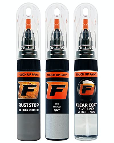 FIRANTO Lackstift Autolack Reparaturset für Renault QNY Blanc Quartz - 3-in-1 Autolack Kratzer Reparaturstift 15ml Grundierung, Klarlack