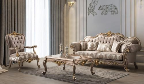 Casa Padrino Luxus Barock Wohnzimmer Set Grau/Silbergrau/Gold - 2 Sofas & 2 Sessel & 1 Couchtisch - Handgefertigte Wohnzimmer Möbel im Barockstil - Edel & Prunkvoll