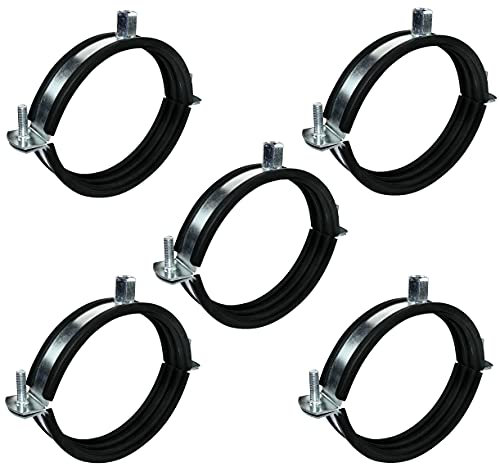 AERZETIX - C49852 - Satz von 5 - Schlauch befestigungsschelle für luftkanäle - system von klimaanlage belüftung - Ø112mm - DIN EN 10111 - aus verzinkter stahl und dichtung - zum anschrauben М8/М10