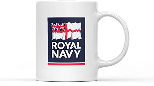 SmartyPants Royal Navy Mug - Logo Design Novelty Present Gift Idea Tea Coffee Heavy-Duty Handle Dino Coated Dishwasher/Microwave Safe Sublimation Ceramic (White Handle Prime)