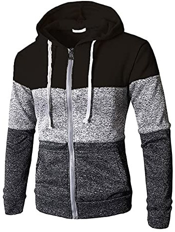 Herren Zip Hoodie -Dasongff Sweatjacke Kapuzenjacke Kapuzenpulli mit Reißverschluss Langarm Zipper Kapuzenpullover Casual Patchwork Hooded Sweatshirt Herbst Winter Sweater Tops Oberteile Outwear