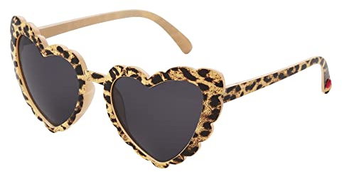 Betsey Johnson Women's Queen of Hearts Sunglasses Heartshape, Beige/Brown Leopard, 53mm