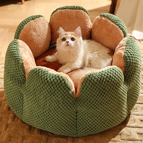 OYhmc Katzenbett Hundebett Waschbare Haustierbett, Kaktus Blütenblatt Form Katzenbett Sofa, niedliche Plüsch Haustier Nest für Welpen und Katzen