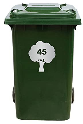 Kliko Aufkleber / Müllkasten Aufkleber - Baum - Nummer 45 - 16,5x18,5 - Silber