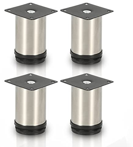 Gimisgu Edelstahl Möbelfüße 4er Set,Runde Möbelfuß Sockelfuß,Höhe 100mm,Höhenverstellbar:15mm,Belastbar bis 250 Kg,Geeignet für Sofa, Bett, Nachttisch, Schrank