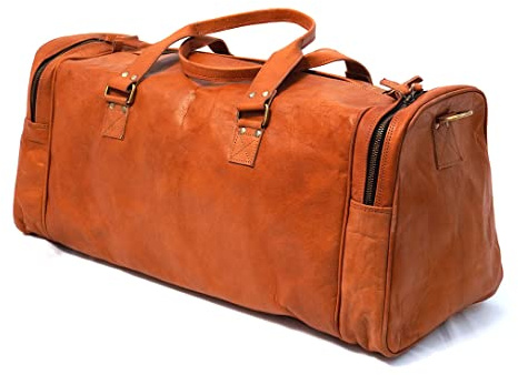 Handgefertigte Reisetasche aus Leder, groß, 61 cm, für Wochenendflugzeug, Reisen, Übernachtung, Fitnessstudio, Sport, Handgepäcktasche für Damen und Herren