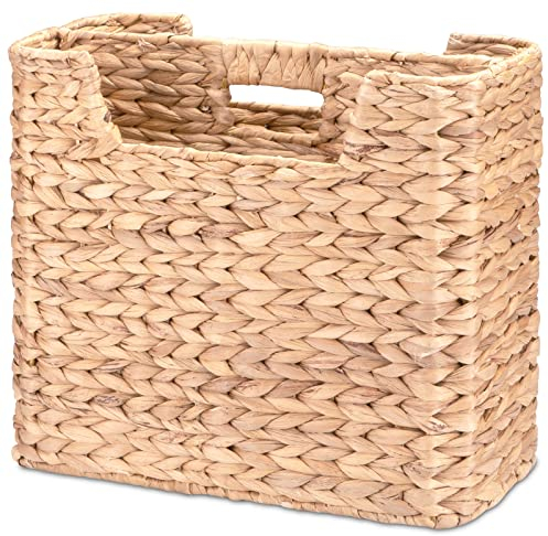 Decorasian Porte-revues tressé en jacinthe d'eau - Panier à journaux avec 2 compartiments - Porte-journaux avec compartiments pour livres, magazines et journaux DA-B0052 Naturel