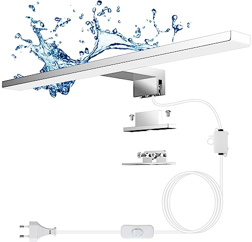 Aourow LED Spiegelleuchte Bad 5W,300mm 500lm Spiegelleuchte mit Schalter und Stecker,Neutralweißes 4000K Spiegellampe Badezimmer 230V Badlampe Spiegel für Spiegelschrank