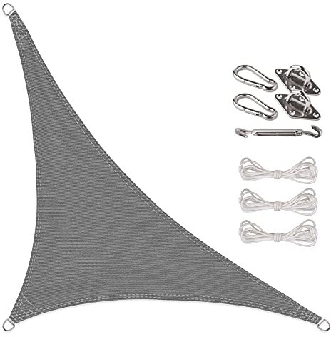 CelinaSun Sonnensegel Set Befestigung V2A Basic HDPE Dreieck rechtwinklig 2,5 x 2,5 x 3,5 m anthrazit Sonnenschutz atmungsaktiv