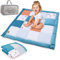 Baby Krabbeldecke Laufgittereinlage 100x100 cm Velvet - Dicke Krabbeldecke Patchwork gepolstert Spielmatte Bodenmatte mit Tasche Baumwolle mit Velvet Blau mit Füchsen