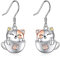 Cat Drop Earrings for Women 925 Sterling Silver Teacup Dangle Earrings for Girls Cat Jewellery Gift