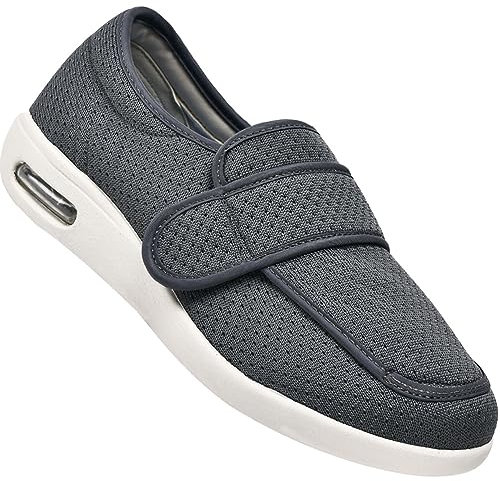 Chaussures pour Pied Gonflé Oedeme Chaussons Elargissement Réglable Respirantes avec Soutien Chaussures de Marche à Enfiler à Coussin d'air pour Femmes (Color : Grey, Size : 42 EU)