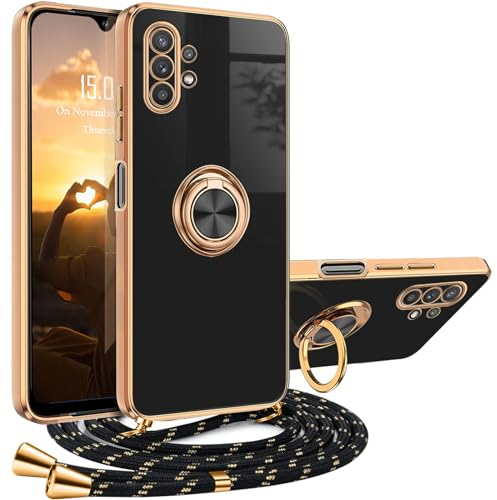 XCYYOO Coque pour Samsung Galaxy A32 5G avec Cordon,Housse Samsung Galaxy A32 5G avec Anneau Antichoc Collier Silicone Lanyard Case Téléphone Portable Protection Case AVCE Support