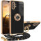 XCYYOO Handykette Samsung Galaxy A32 5G Hülle mit Band Samsung Galaxy A32 5G Handyhülle mit Band Luxuriös Galvanisierte Kratzfest Schutzhülle Silikon Bumper Stoßfest Dünn Case mit Ring Ständer