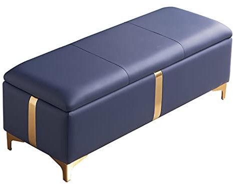 ASHILD Storage Ottoman Box Storage Ottoman Bench,Rectangular End Of Bed Bench With Storage,Modern Decorative Furniture Living Room Entryway Upholstered Shoes Changing Stool with Golden Me