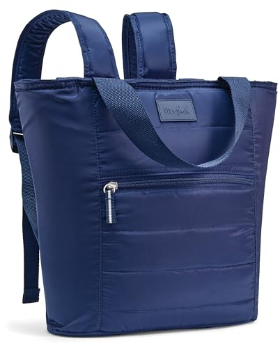 Fit & Fresh Mari Cooler Backpack for Women, Insulated Leakproof Soft Cooler Bag (12 Can), Lunch Tote, Beach Cooler, Lightweight Travel Picnic Tote, Navy