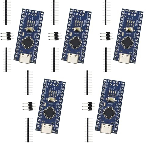 Nano V3 Board Set, 5 Stück Mainboards mit 232 Mikrochip 5V 16M Mikrocontroller Kompatibel mit Arduino IDE, USB C Interface