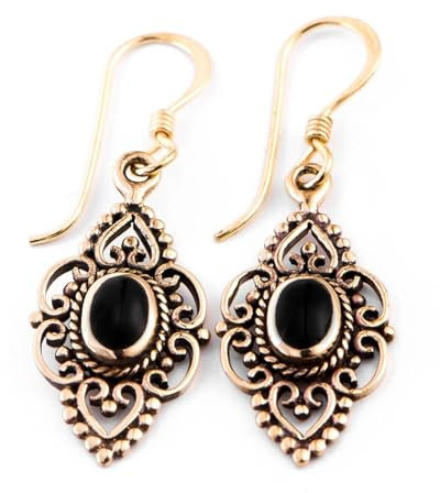WINDALF Ohrhänger DANIU 3.6 cm Onyx Ohrschmuck Bronze