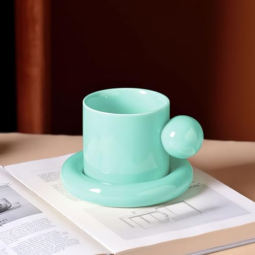 HENGBIRD 300 ml Kaffeebecher, Kaffeetasse Keramik, Keramiktasse, Ceramic Mug, Keramiktassen, Keramik Tasse, Tasse keramik Weihnachten, Geschenke für frauen Geburtstagsgeschenk Weihnachten (Blue)
