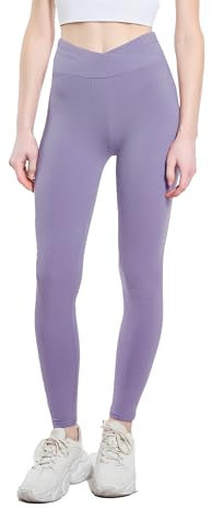 Donna Leggings Lunga Vita Alta Elasticizzata Pantalone da Sport, Gym, Ginnastica (cod. 90037) (IT, Testo, S, M, Regular, Regular, 1, Viola)