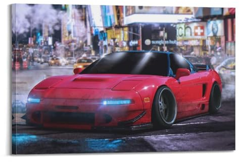 JDM Super Car Poster für rotes NSX Rennwagen-Sportwagen-Poster, dekorative Malerei, Leinwand, Wandposter und Kunstdruck, moderne Familienschlafzimmer-Dekor-Poster, 60 x 90 cm