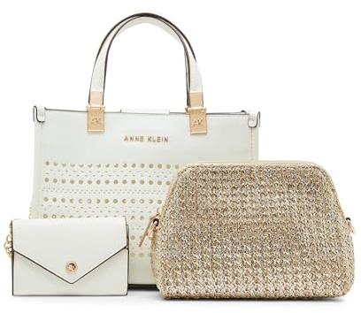 Anne Klein Damen Perforated Mini Satchel with Convertible Straw Crossbody Ranzen
