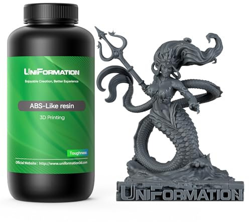 UNIFORMATION 3D Drucker Resin HD ABS LIKE Resin hart robust 3D-Druckerharz Photopolymer UV-hrtende 3D-Harzflüssigkeit mit hoher Przision geeignet für SLA/LCD/DLP HD Dunkelgrau 1 kg