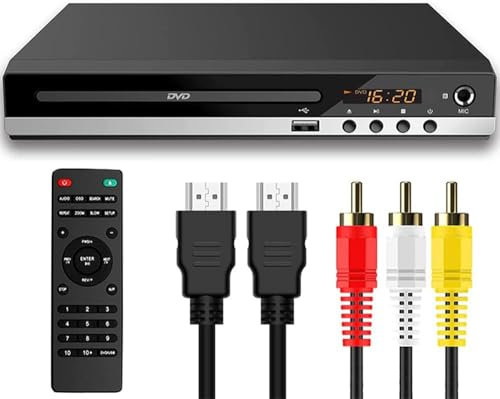 Lettore DVD, lettore DVD HDMI per Smart TV, supporta 1080P Full HD, con cavo HDMI e AV, lettore CD VCD, lettore multifunzione USB con telecomando per impianto stereo domestico