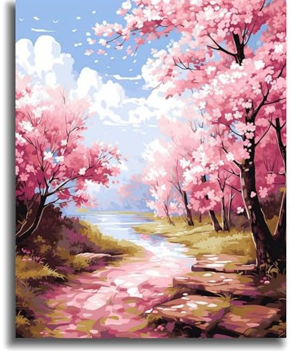 vooiceofco Malen Nach Zahlen Erwachsene Landschafts Faltenfreie Leinwand mit 3 Pinseln Acrylpigment DIY Ölgemälde Leinwand Set 40X50CM Rahmenlos,Blumen und Frauen 01