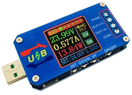 MLWSKERTY Regulador de voltaje USB que transforma 5 V a 12 V con amperímetro integrado y medición de control