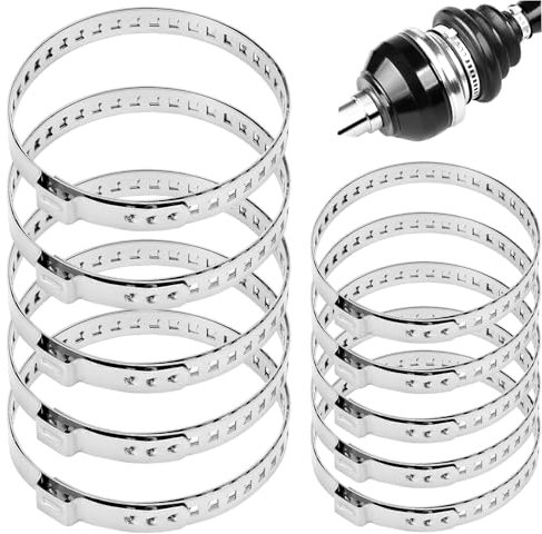 HAYGEM 10 Stück Edelstahl Achsmanschetten Schellen Ohne Grat, Schlauchschellen Edelstahl mit 2 Größen, Einstellbare CV Achsmanschetten Schellen, für Kabel und Drähte, Schläuche, Automobilprodukte