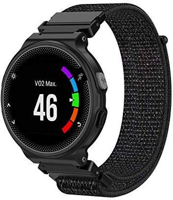 Nylon Armband Kompatibel mit Garmin Forerunner 235/220/230/620/630/735XT, 22mm Ersatzarmband für Garmin Forerunner 735XT/630/620/230/235/220 (Schwarz)