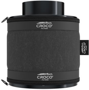 Croco - Aktivkohlefilter Grow - Kohlefilter für Growzelt - Growbox, Growzelt, Hydrokultur, Zuchtzelte Zubehör - für effektive Luftfiltration, gegen unangenehme Gerüche - 160-240 m³/h fi125mm h200mm