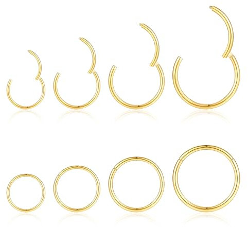jagosen Nasenpiercing Ring Gold 8stk 18g Nasenring Nostril Septum Piercing Rings Set Chirurgenstahl Dünn Lippenpiercing Septum Clicker Knorpel Piercing Ohr Für Damen Männer 6mm/8mm/10mm/12mm